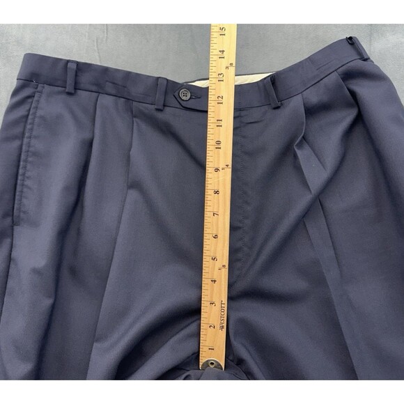 LRL Ralph Lauren Dress Pants Men's 37x32 Blue Total Comfort Pleated Straight Leg - Picture 6 of 12